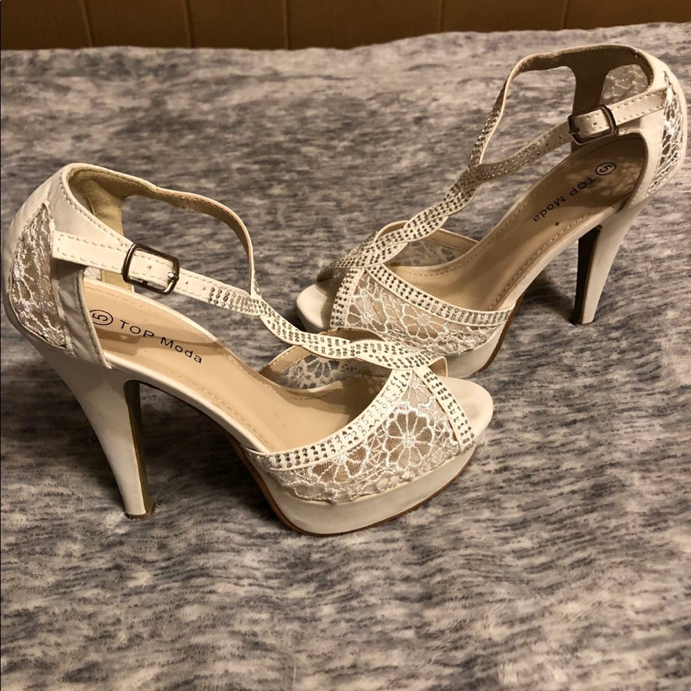 Top Moda Lace & Rhinestone Heels